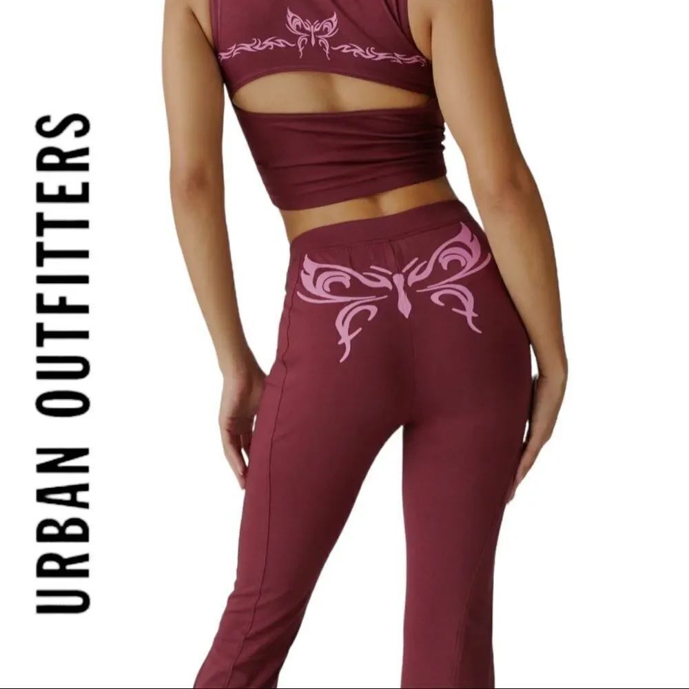 NEW Urban Outfitters UO Tattoo Wine Dream Flare Pants XXL